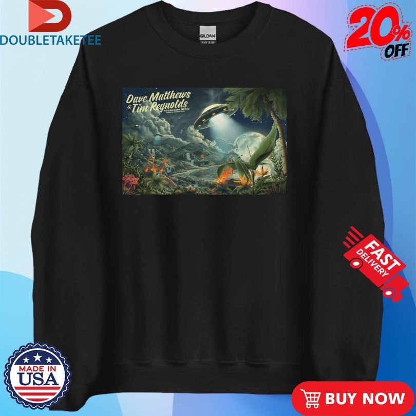 Official Dave Matthews And Tim Reynolds Mexico Show Jan 22 2026 UFO Moon Shirts