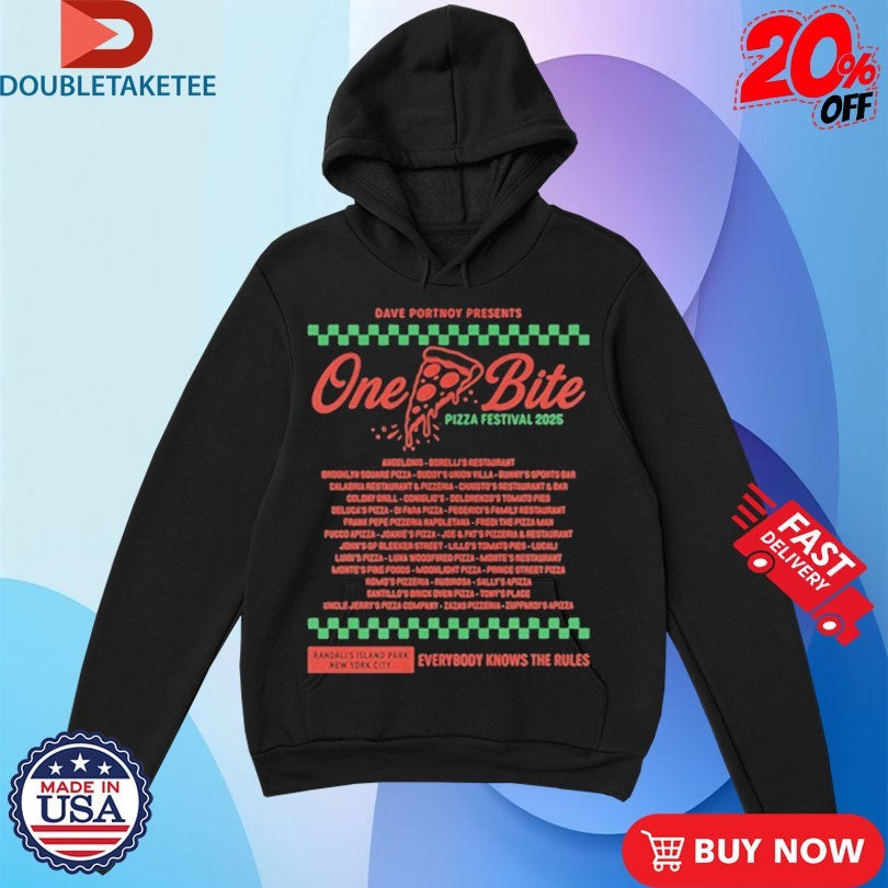 Official Dave Portnoy One Bite Pizza Fest 2025 Everybody Knows The Rules Shirts