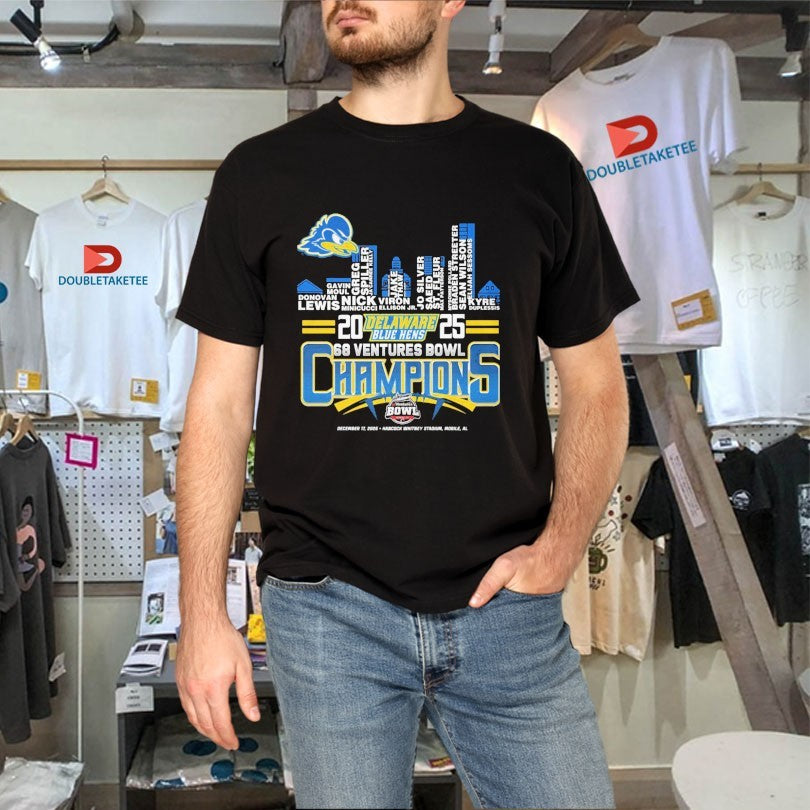 Official Delaware Blue Hens 2025 Bowl Champions Hancock Whitney Stadium Mobile AL Shirts