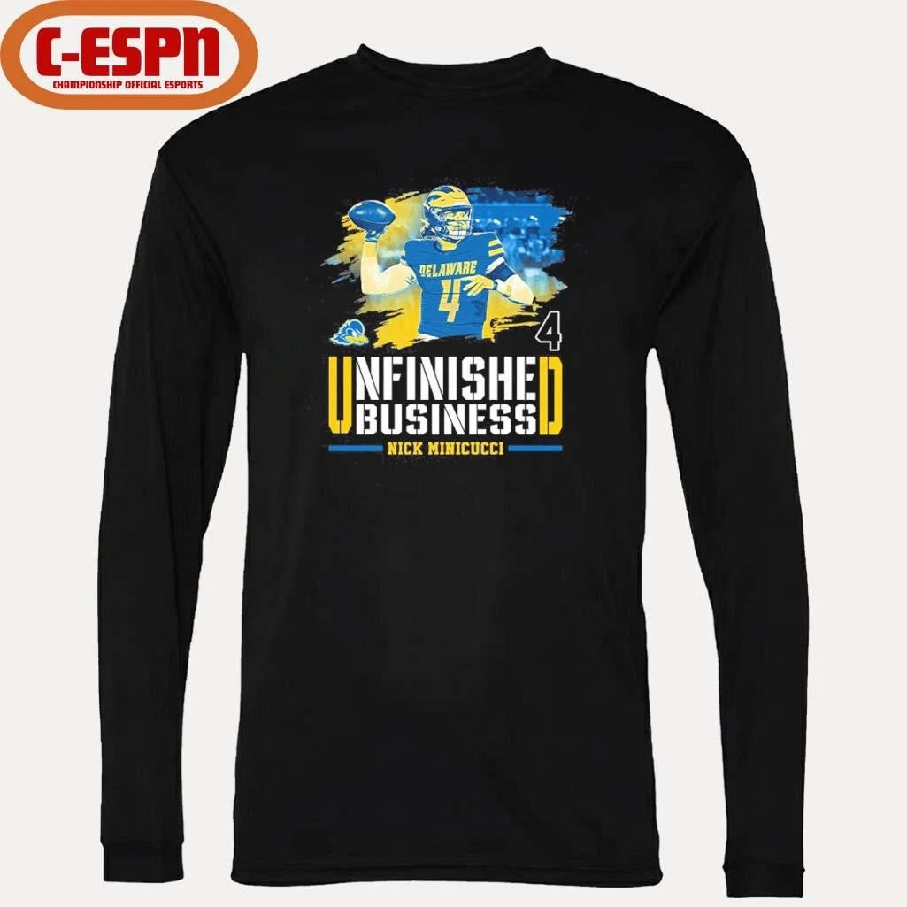 Official Delaware Nick Minicucci Unfinished Business Shirt