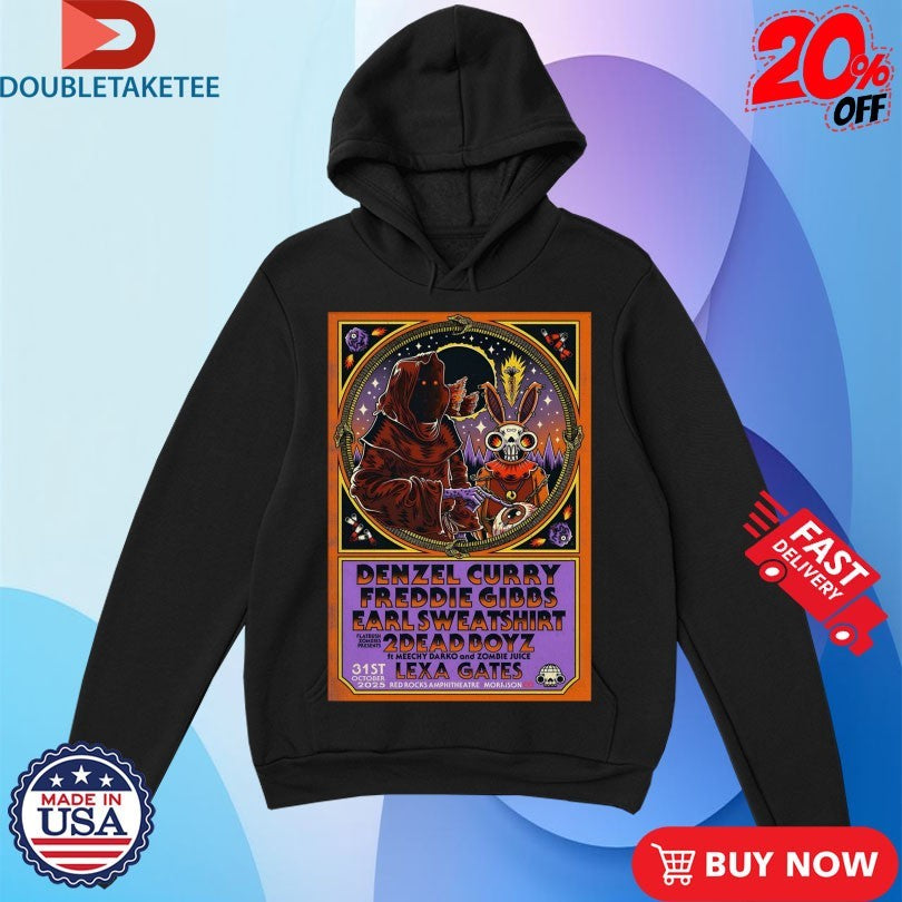 Official Denzel Curry And Freddie Gibbs With Earl Sweatshirt In Morrison CO On Oct 31 2025 Tour Shirts