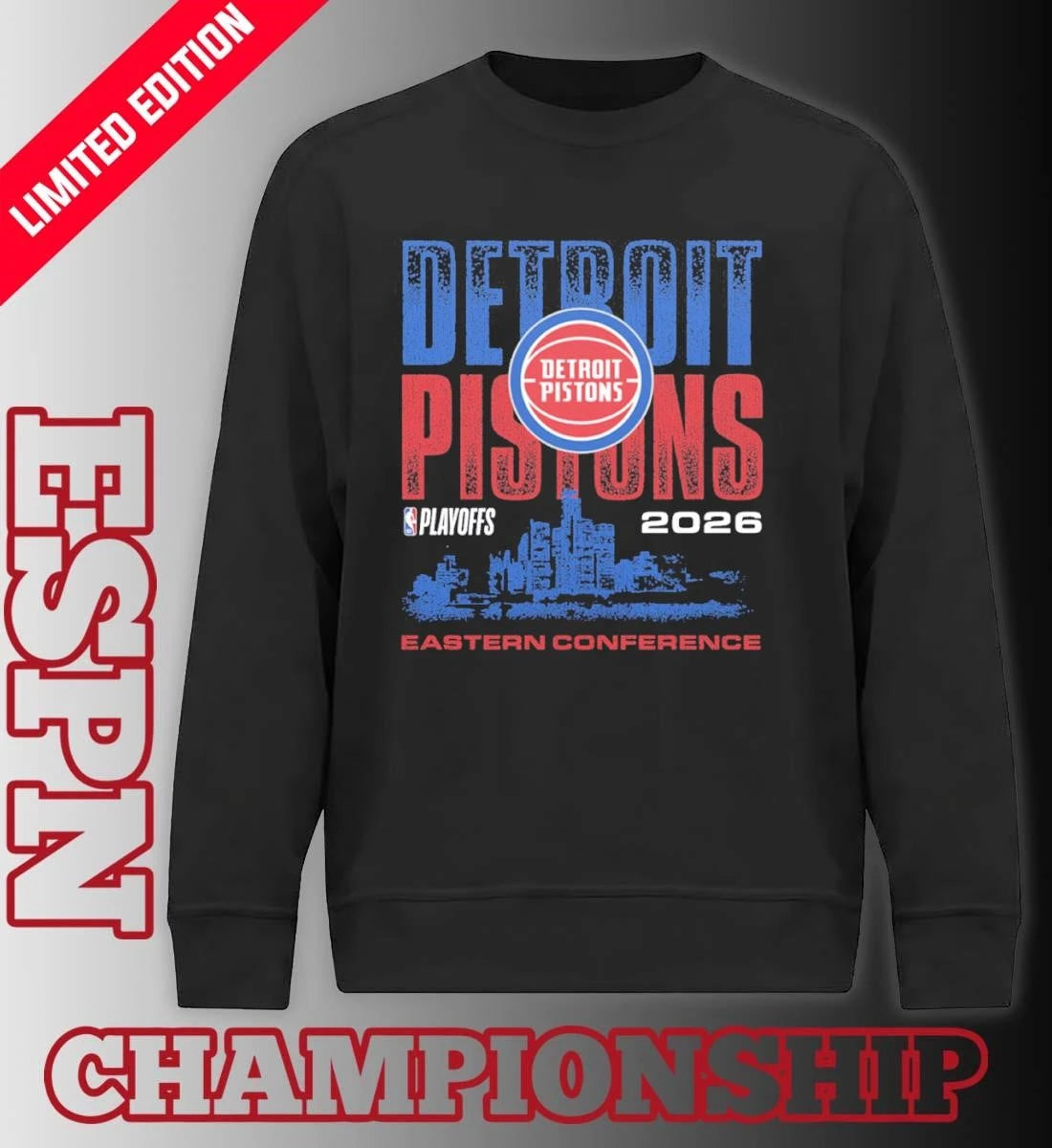 Official Detroit Pistons NBA Playoffs 2026 Skyline T-Shirt