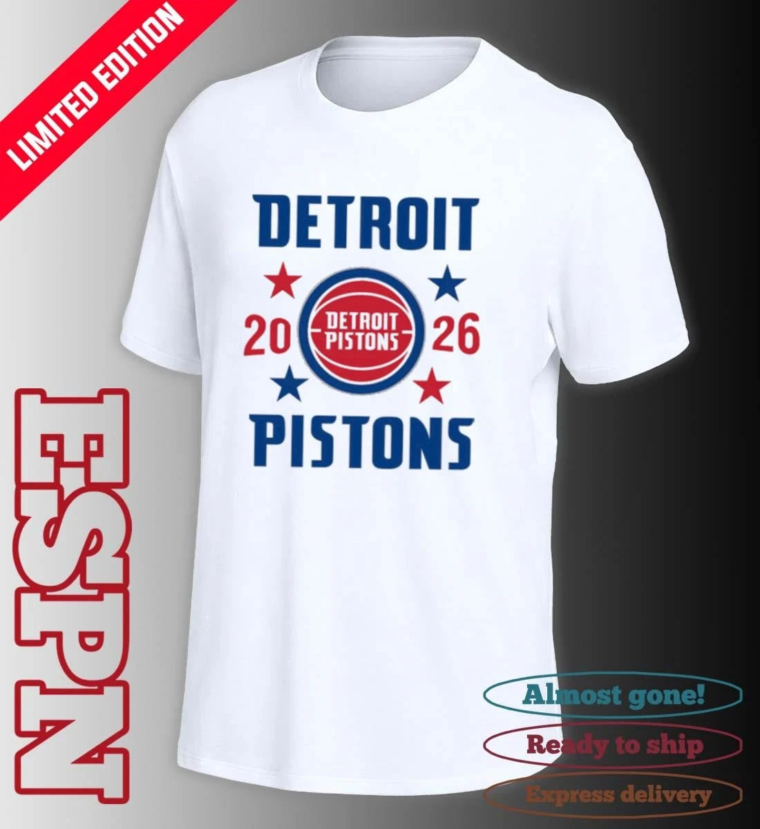 Official Detroit Pistons NBA Playoffs 2026 Stars T-Shirt