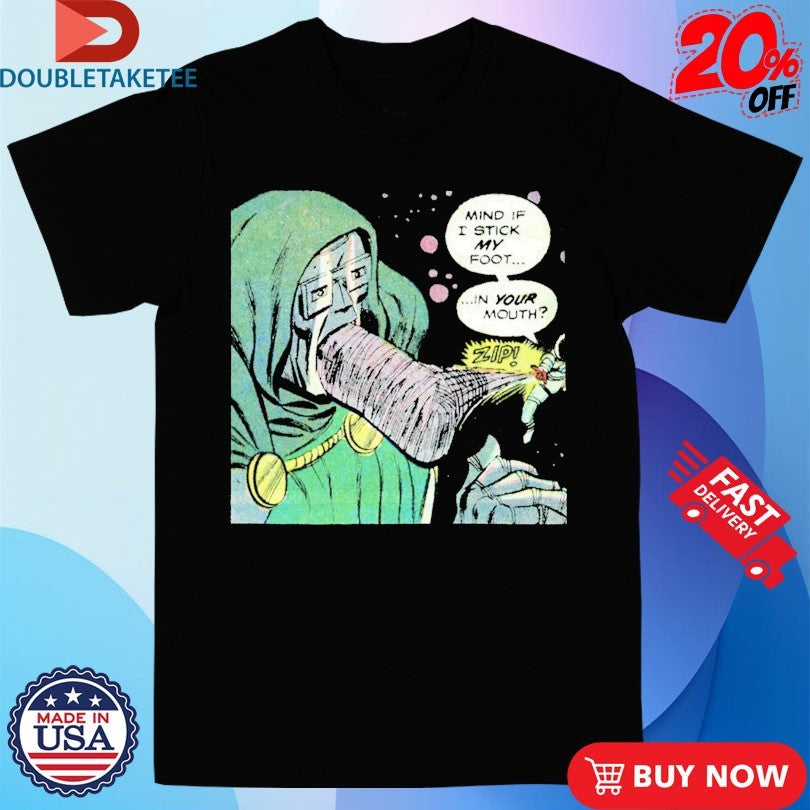 Official Doctor Doom Mind If I Stick My Foot In Mouth Zip Comic Shirts