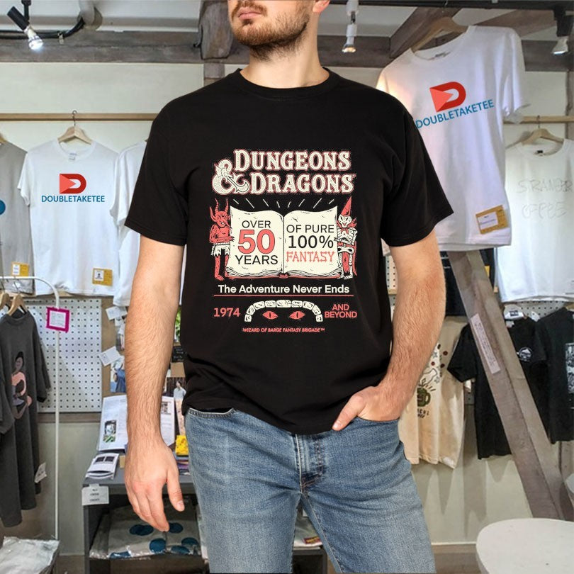 Official Dungeons And Dragons 50 Years Of Fantasy The Adventure Never Ends Wizard Of Barge Shirts