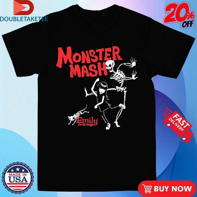 Official Emily The Strange Monster Mash Skeleton Cat Shirts