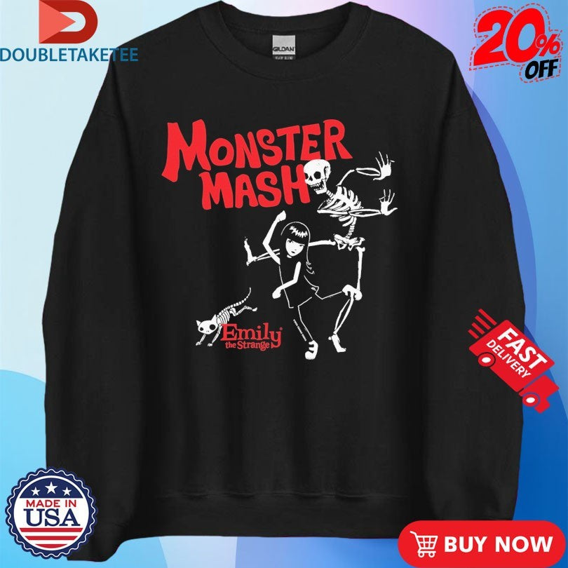 Official Emily The Strange Monster Mash Skeleton Cat Shirts