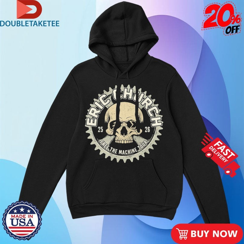 Official Eric Church Free The Machine Tour 2025 2026 Skull Shirts