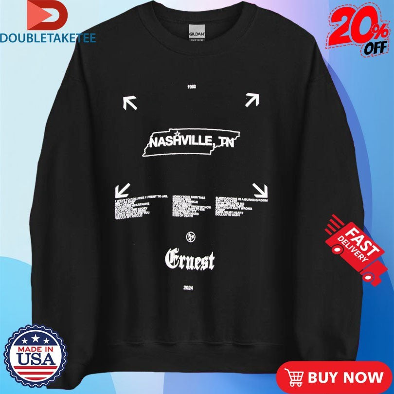 Official Ernest Nashville TN Tracklist Guitar Shirts