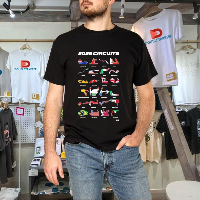 Official F1 Circuits 2025 Flags Shirts