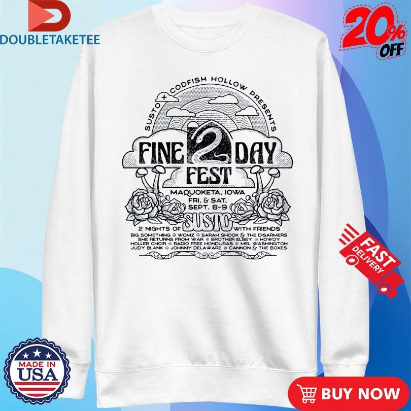 Official Fine2Day Fest 2023 Susto Codfish Hollow Shirts