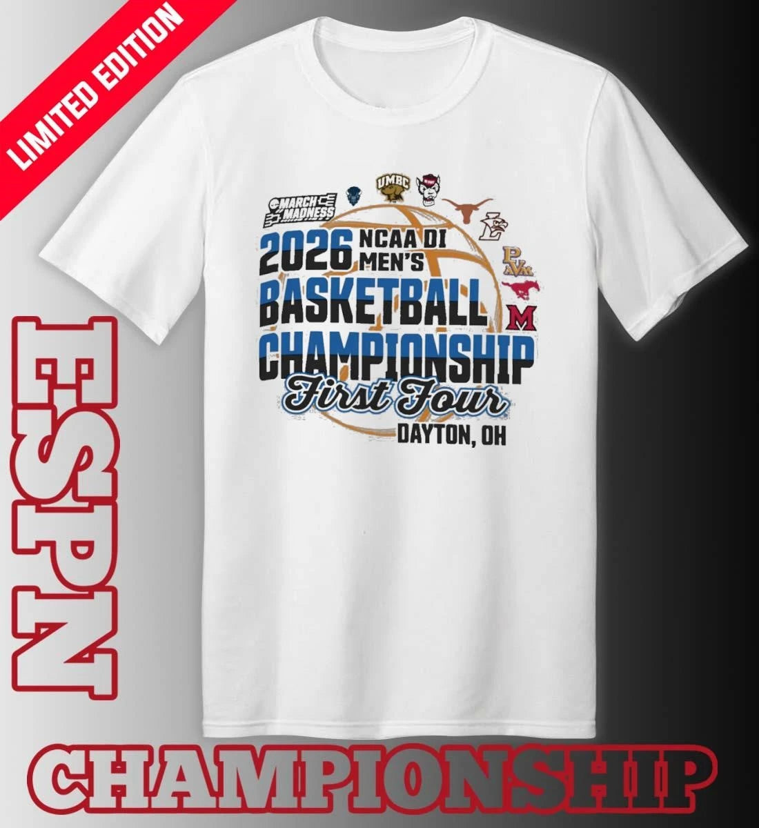 Official First Four Teams 2026 NCAA DI Men’s Basketball Championship Shirt
