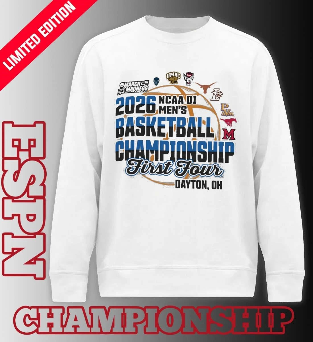 Official First Four Teams 2026 NCAA DI Men’s Basketball Championship Shirt