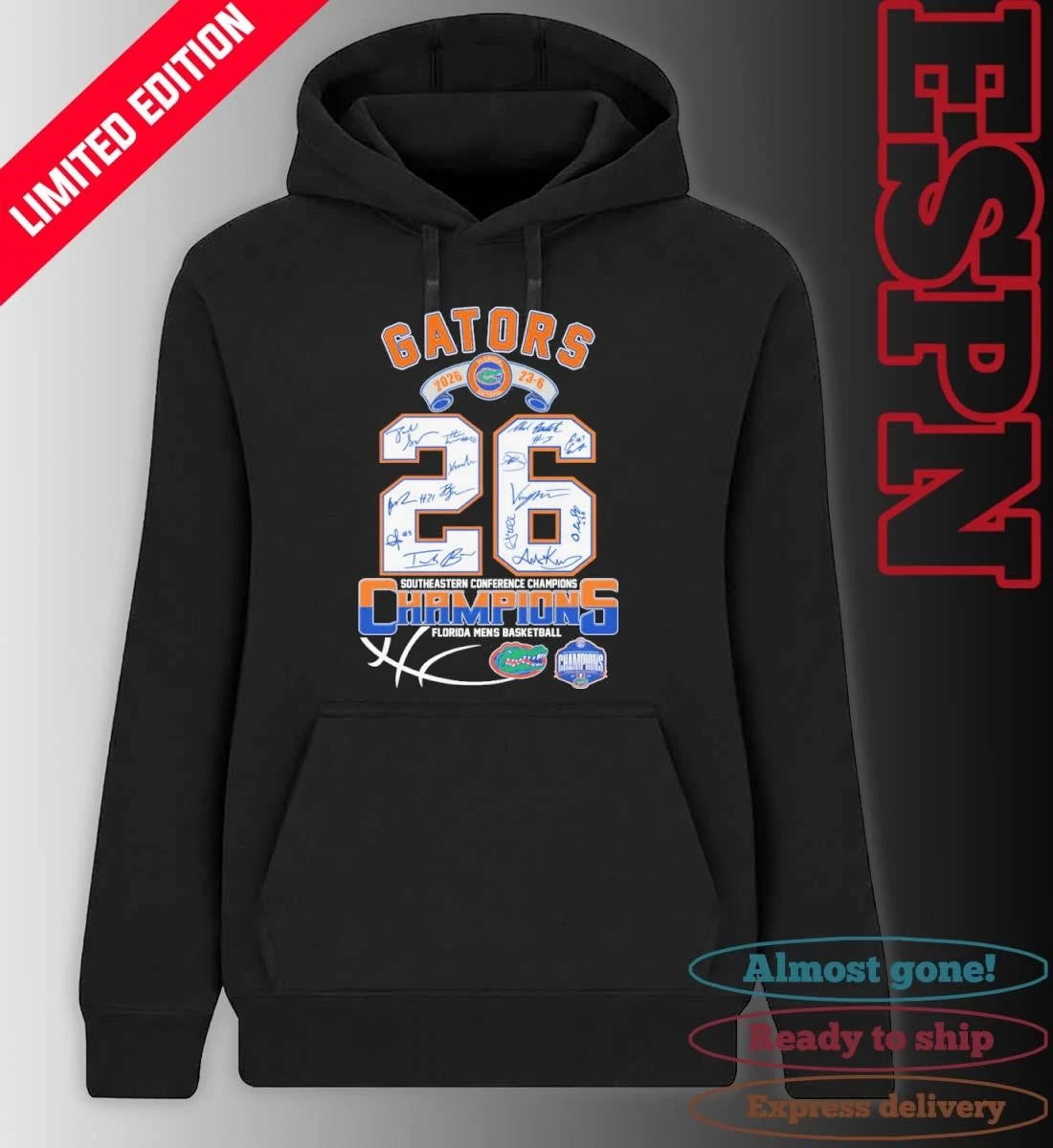 Official Florida Gators 2026 SEC Men’s Basketball Champions 23-6 Signatures Shirt