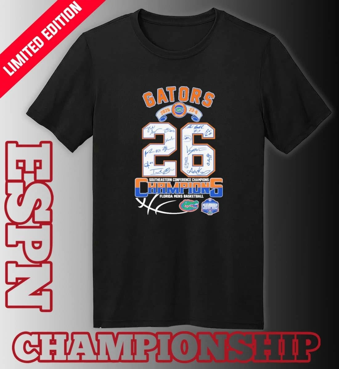 Official Florida Gators 2026 SEC Men’s Basketball Champions 23-6 Signatures Shirt