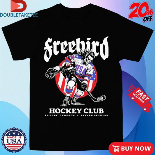 Official Freebird USA Hockey Club Spittin’ Chiclets x Lynyrd Skynyrd Shirts