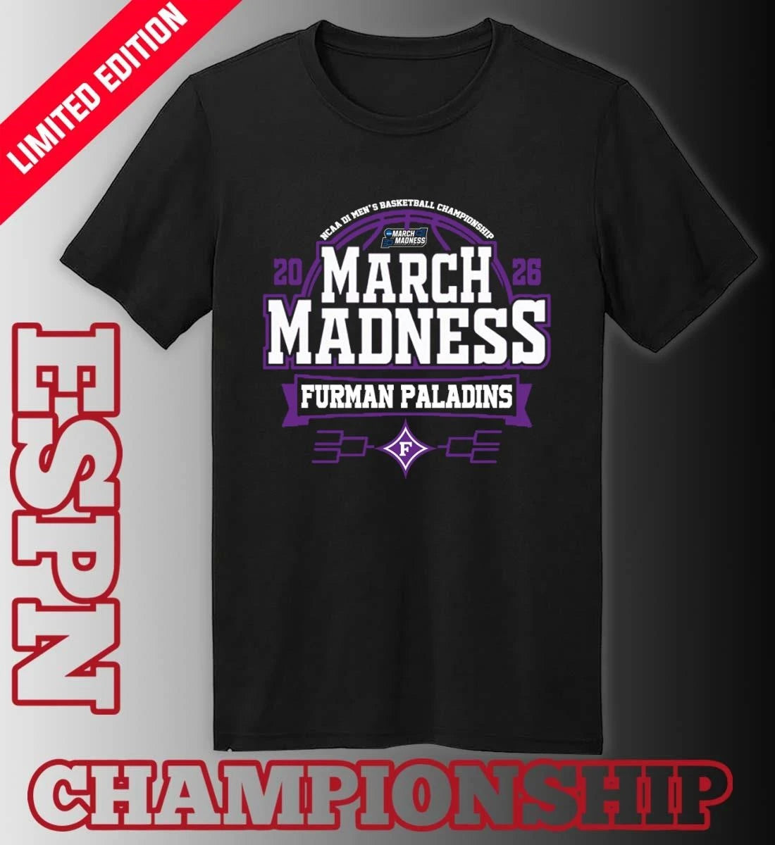 Official Furman Paladins Men’s Basketball March Madness Bound T-Shirt