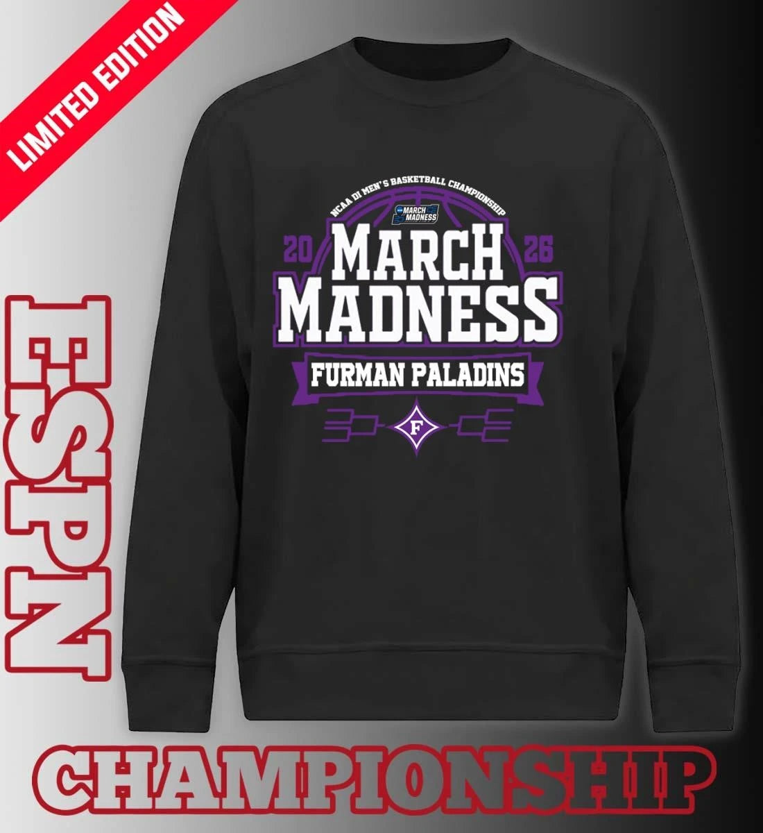Official Furman Paladins Men’s Basketball March Madness Bound T-Shirt