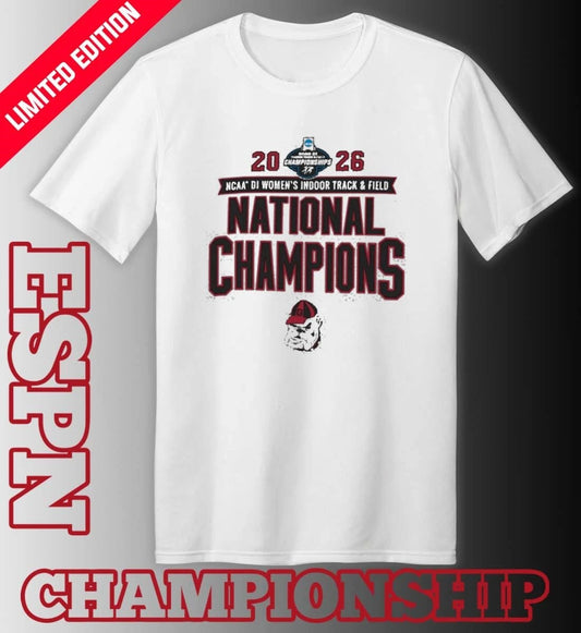 Official Georgia Bulldogs 2026 NCAA DI Women’s Indoor Track &amp; Field National Champions T-Shirt