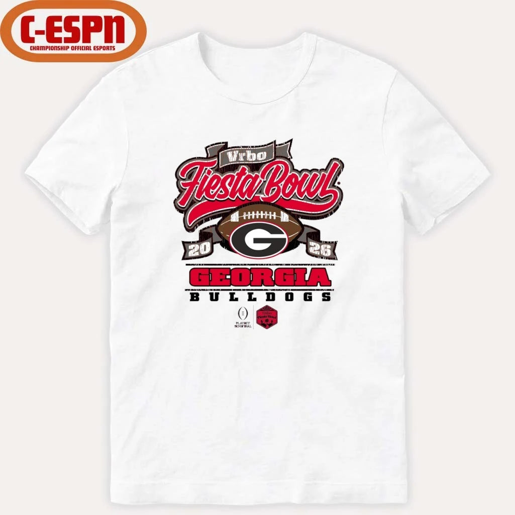 Official Georgia Bulldogs CFP Semifinal 2026 Vrbo Fiesta Bowl Scripted Shirt