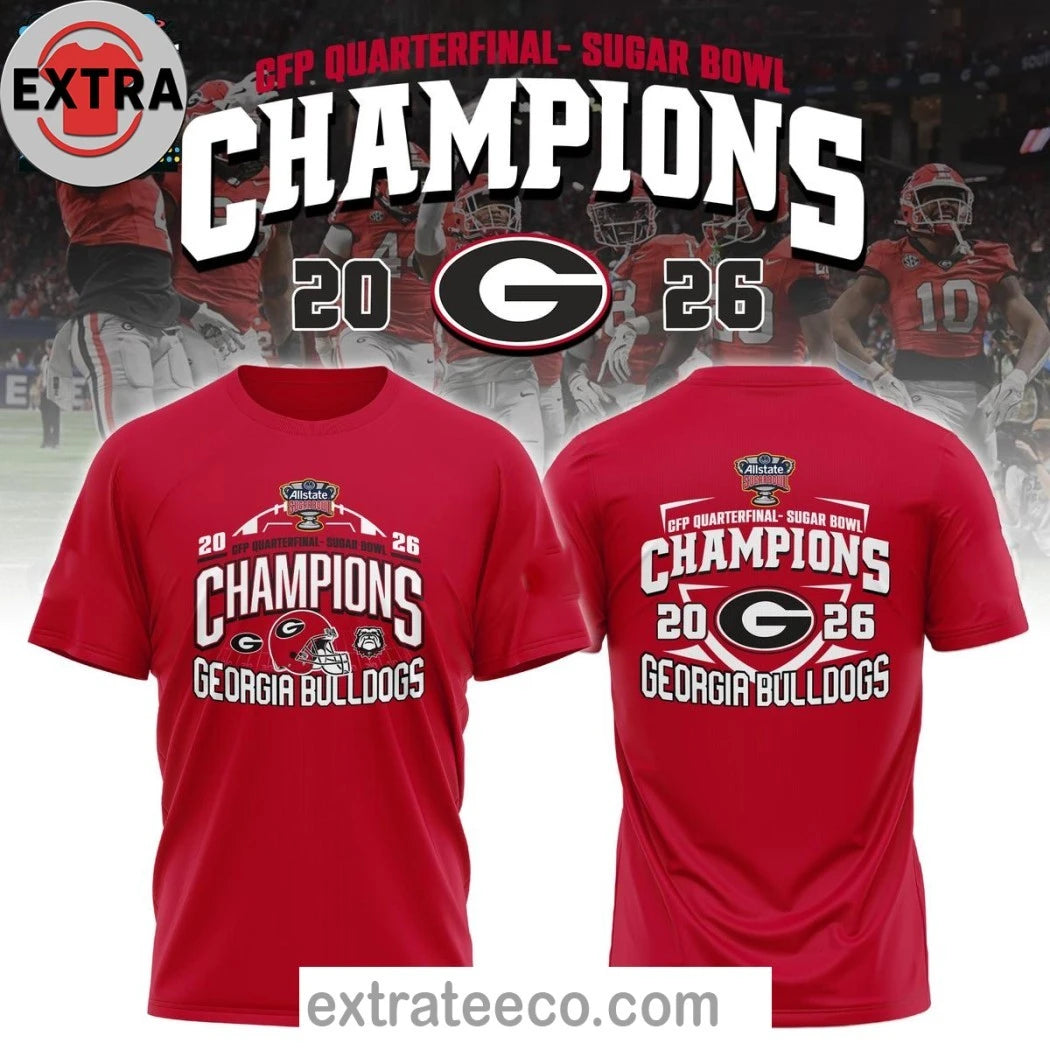 Official Georgia Bulldogs Champions Sugar Bowl 2025 2026 Game Logo Hoodie T-Shirt