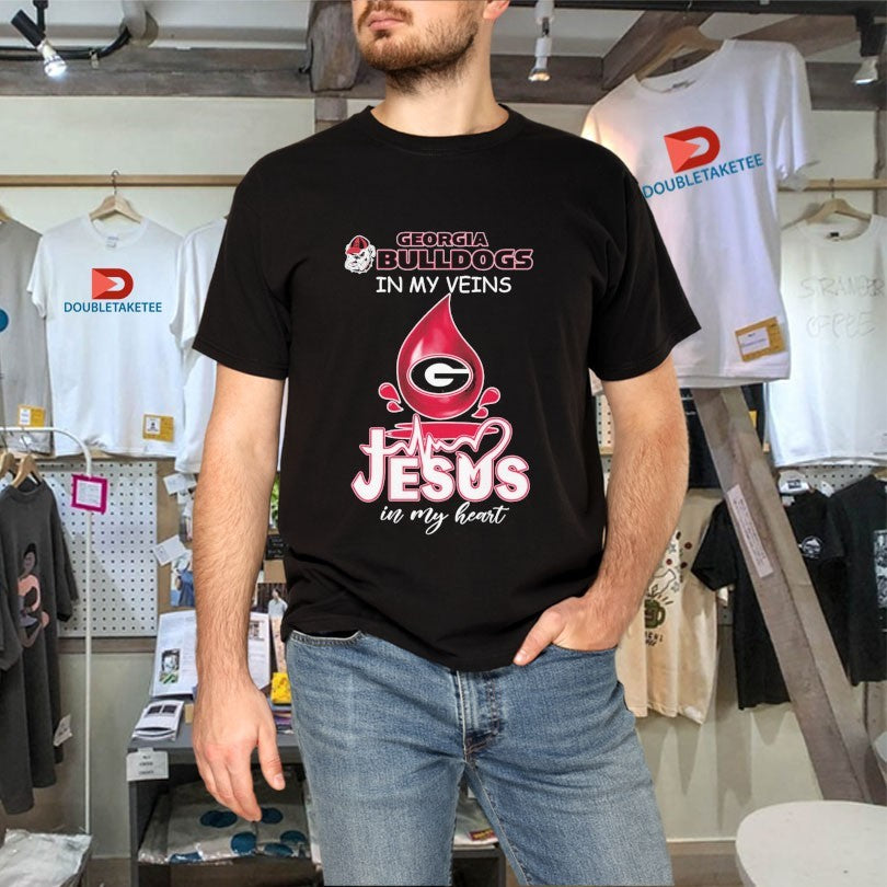 Official Georgia Bulldogs In My Veins Jesus In My Heart Shirts