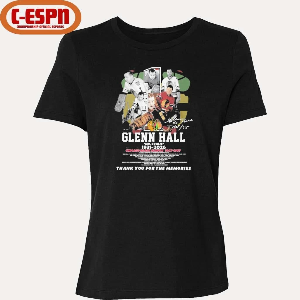 Official Glenn Hall Mr Goalie 1931-2026 Chicago Blackhawks Shirt
