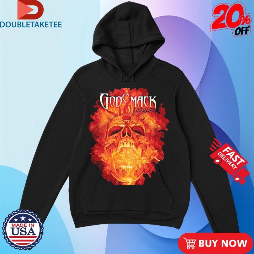 Official Godsmack 1000HP Skull Flames Shirts