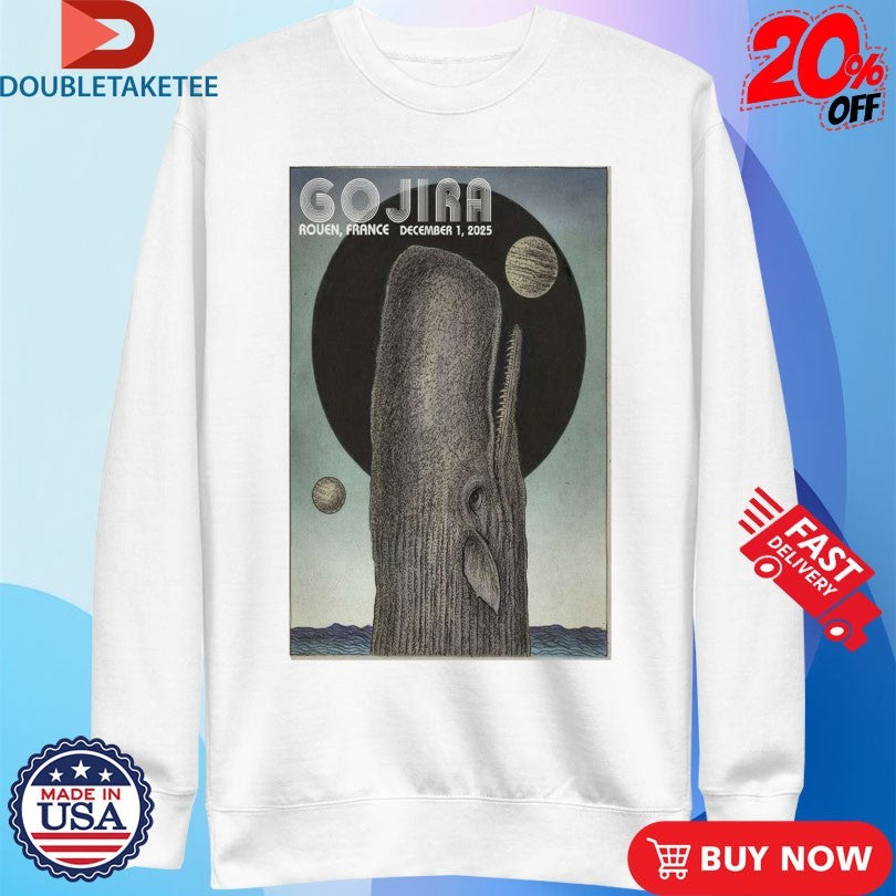 Official Gojira Dec 1 2025 Rouen, France Shirts