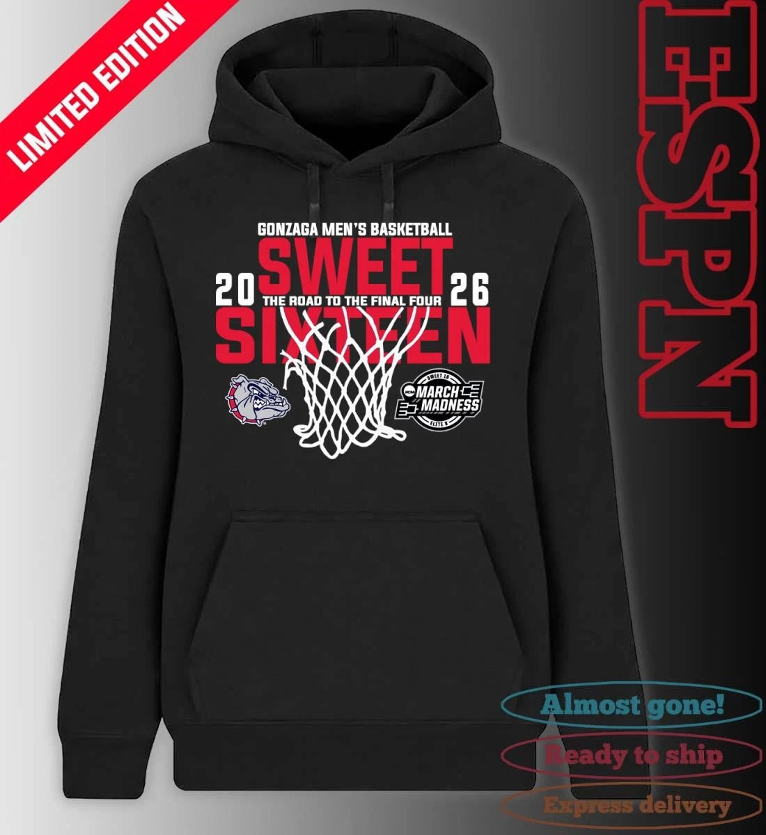 Official Gonzaga Men’s Basketball 2026 Sweet Sixteen The Road To The Final Four Shirt