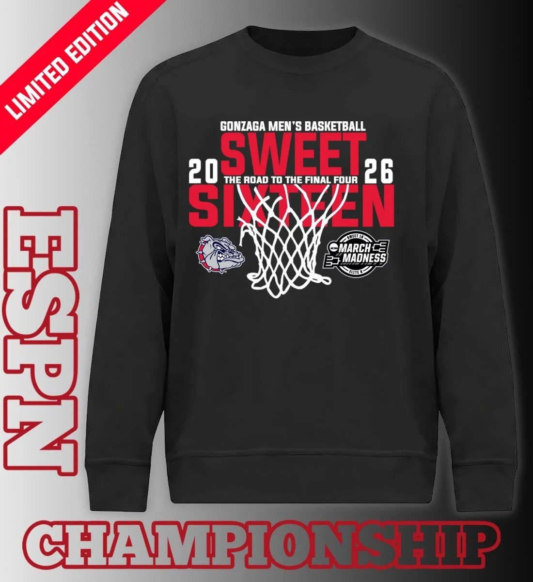 Official Gonzaga Men’s Basketball 2026 Sweet Sixteen The Road To The Final Four Shirt