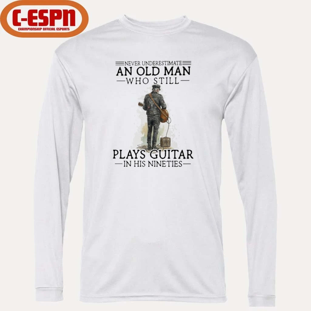 Official Grandpa Never Underestimate An Old MAn Who Still Plays guitar In His Nineties Shirt