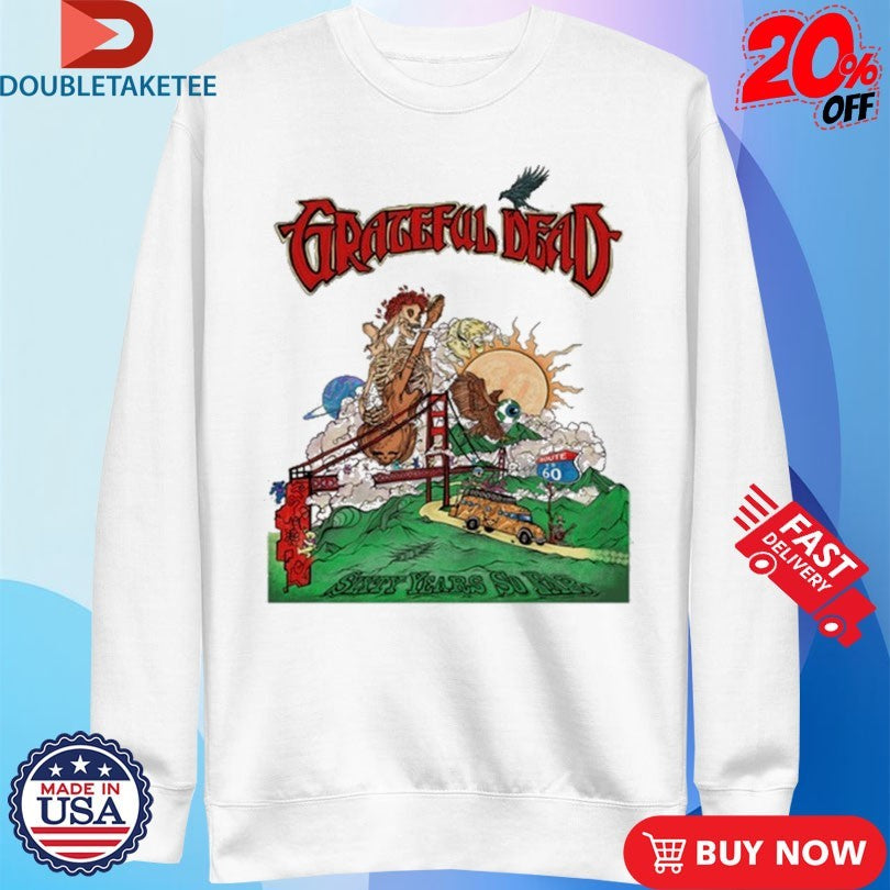 Official Grateful Dead 60 Years So Far Skeleton Guitar Shirts