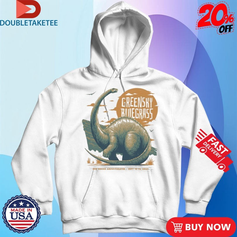 Official Greensky Bluegrass Red Rocks 2024 Dinosaur Shirts