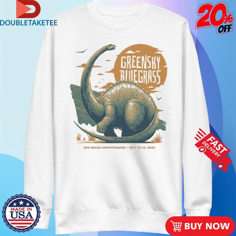 Official Greensky Bluegrass Red Rocks 2024 Dinosaur Shirts