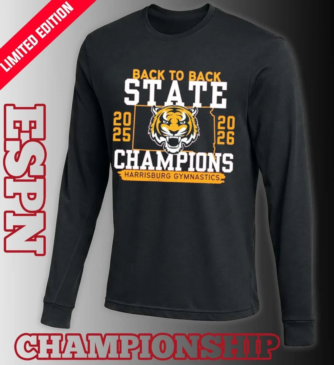 Official Harrisburg Gymnastics Back 2 Back State Champions Shirt