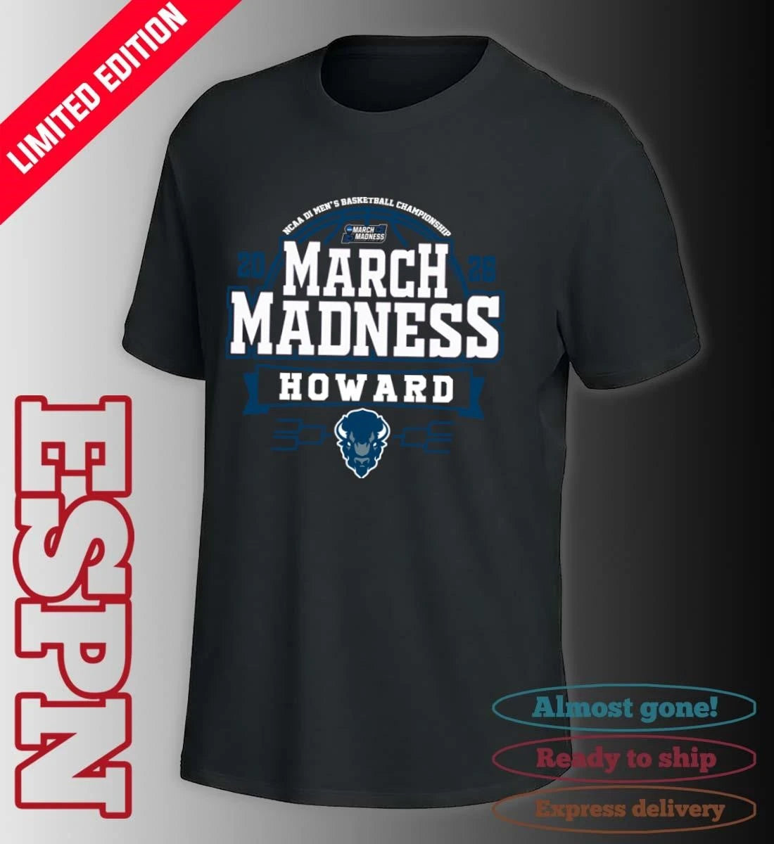 Official Howard Bisons 2026 NCAA Men’s Basketball March Madness Bound Shirt
