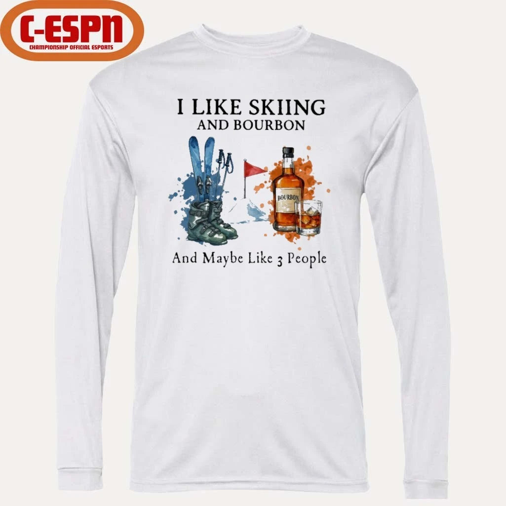 Official I Like Skiing And Bourbon And Maybe Like 3 People Shirt