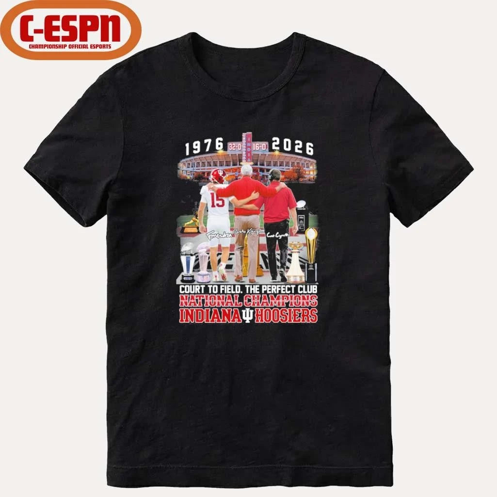 Official IU Football 1976-2026 Court To Field, The Perfect Club National Champions Shirt