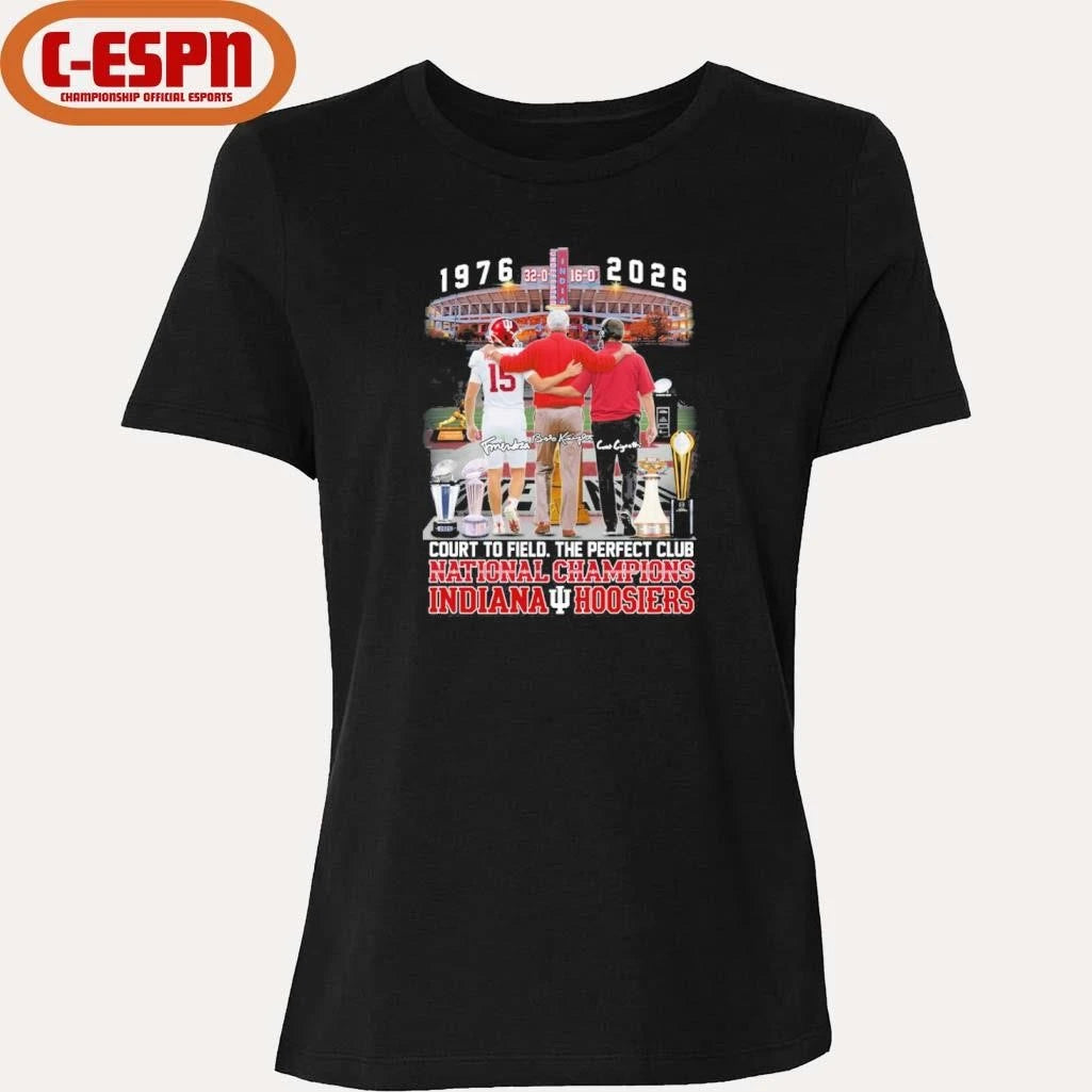 Official IU Football 1976-2026 Court To Field, The Perfect Club National Champions Shirt