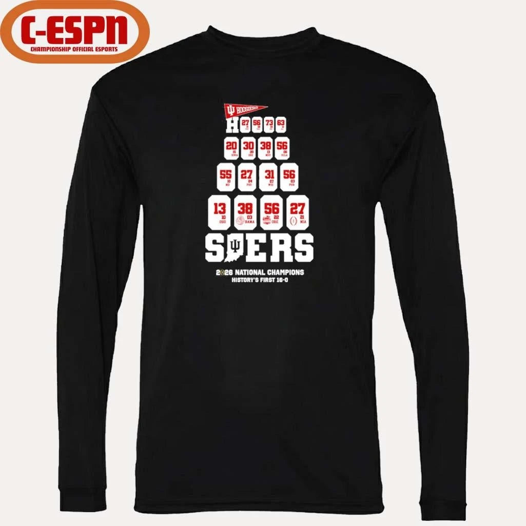 Official IU Football History Made First 16-0 National Champions Shirt