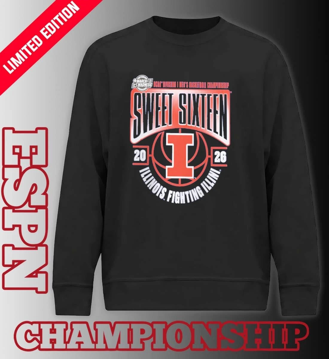 Official Illinois Fighting Illini Sweet 16 NCAA DI Men’s Basketball Tournament March Madness 2026 T-Shirt
