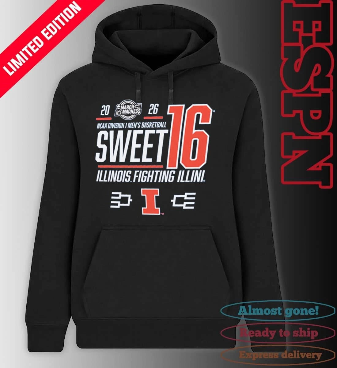 Official Illinois Men’s Basketball Sweet 16 Bound Net 2026 Shirt