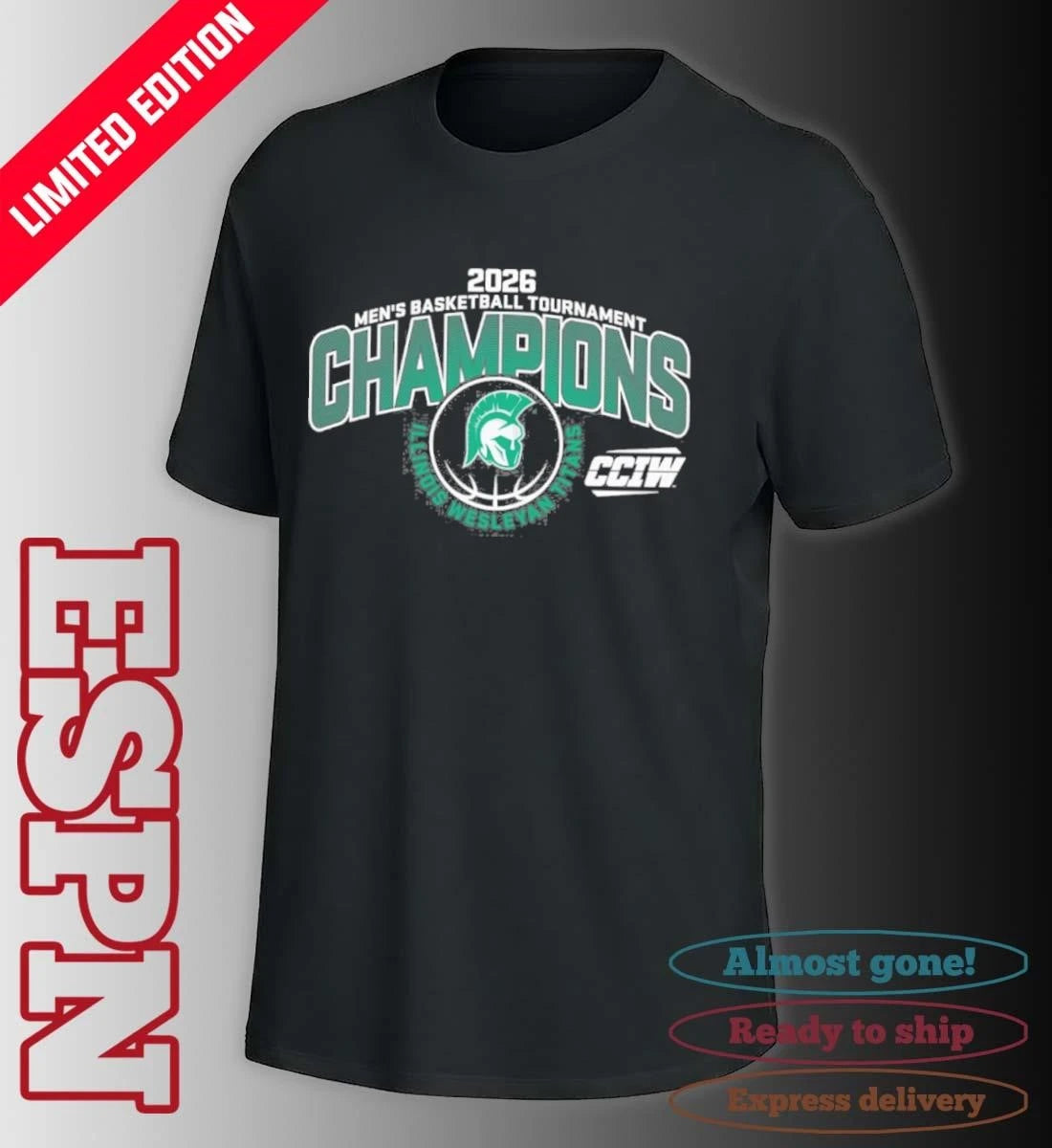Official Illinois Wesleyan University Men’s Basketball 2026 CCIW Tournament Champions T-Shirt