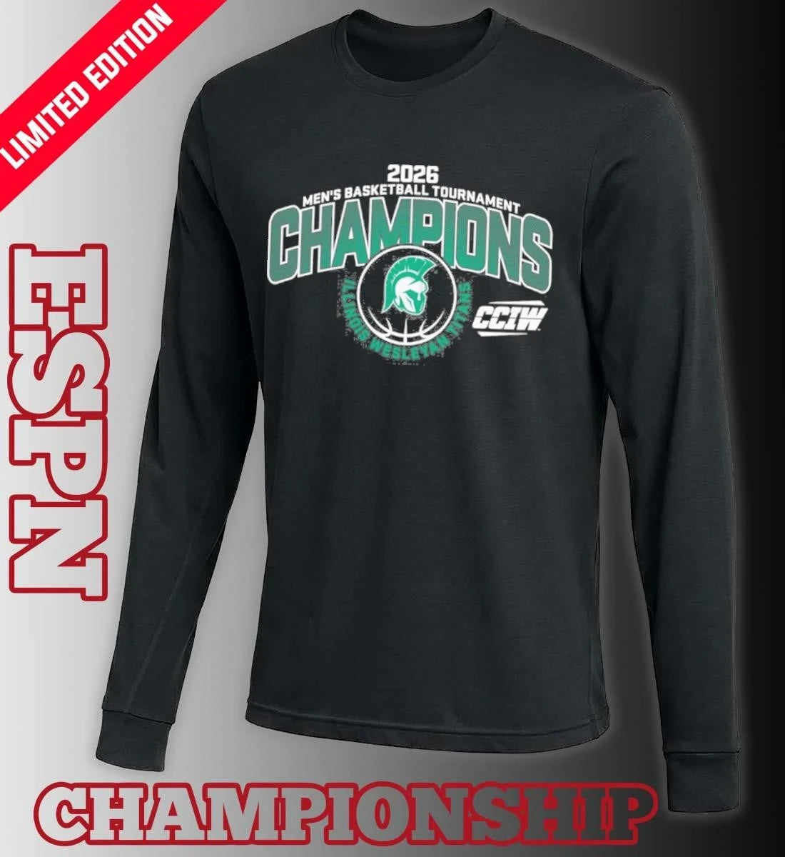 Official Illinois Wesleyan University Men’s Basketball 2026 CCIW Tournament Champions T-Shirt
