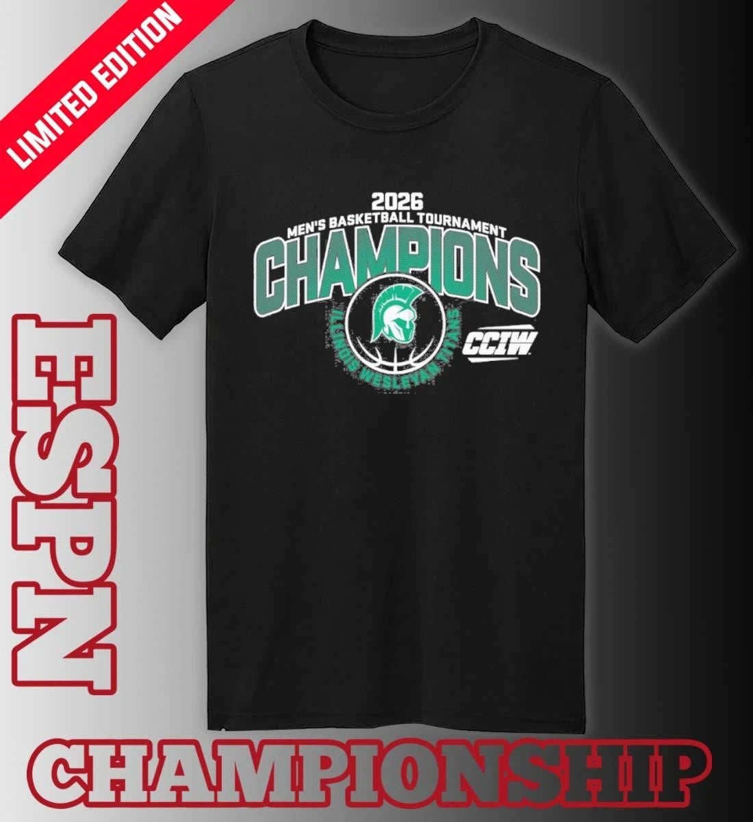 Official Illinois Wesleyan University Men’s Basketball 2026 CCIW Tournament Champions T-Shirt
