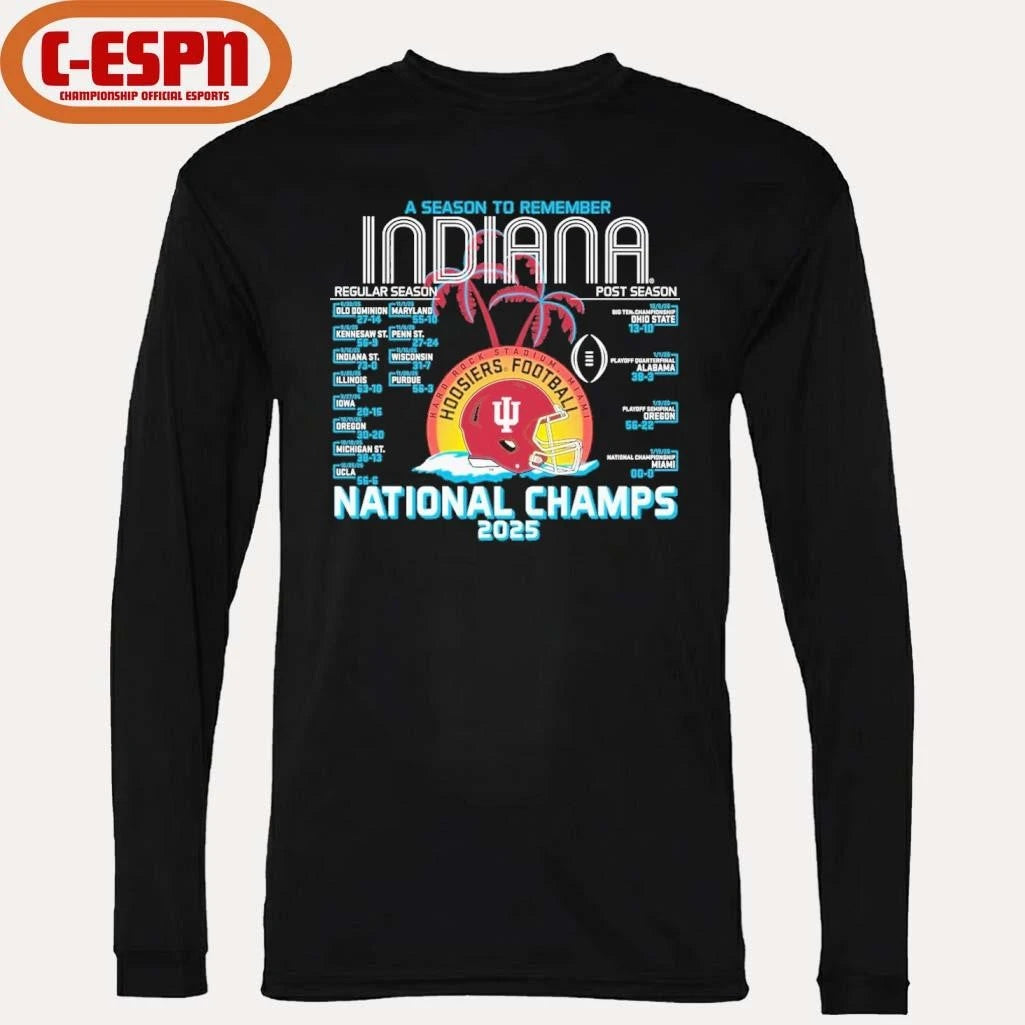 Official Indiana Football CFP National Champions Retro Schedule T-Shirt