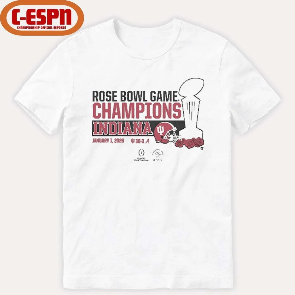 Official Indiana Football CFP Rose Bowl Champions Trophy Shirt