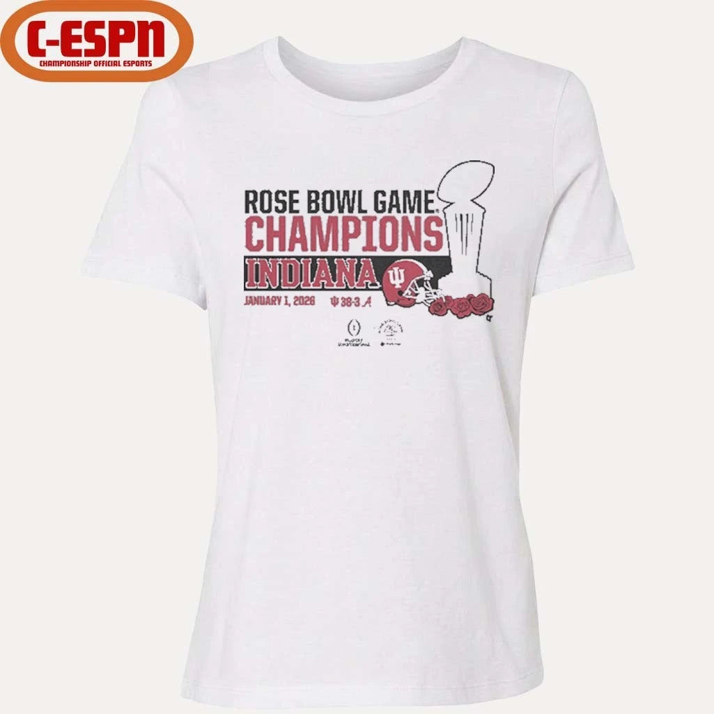 Official Indiana Football CFP Rose Bowl Champions Trophy Shirt