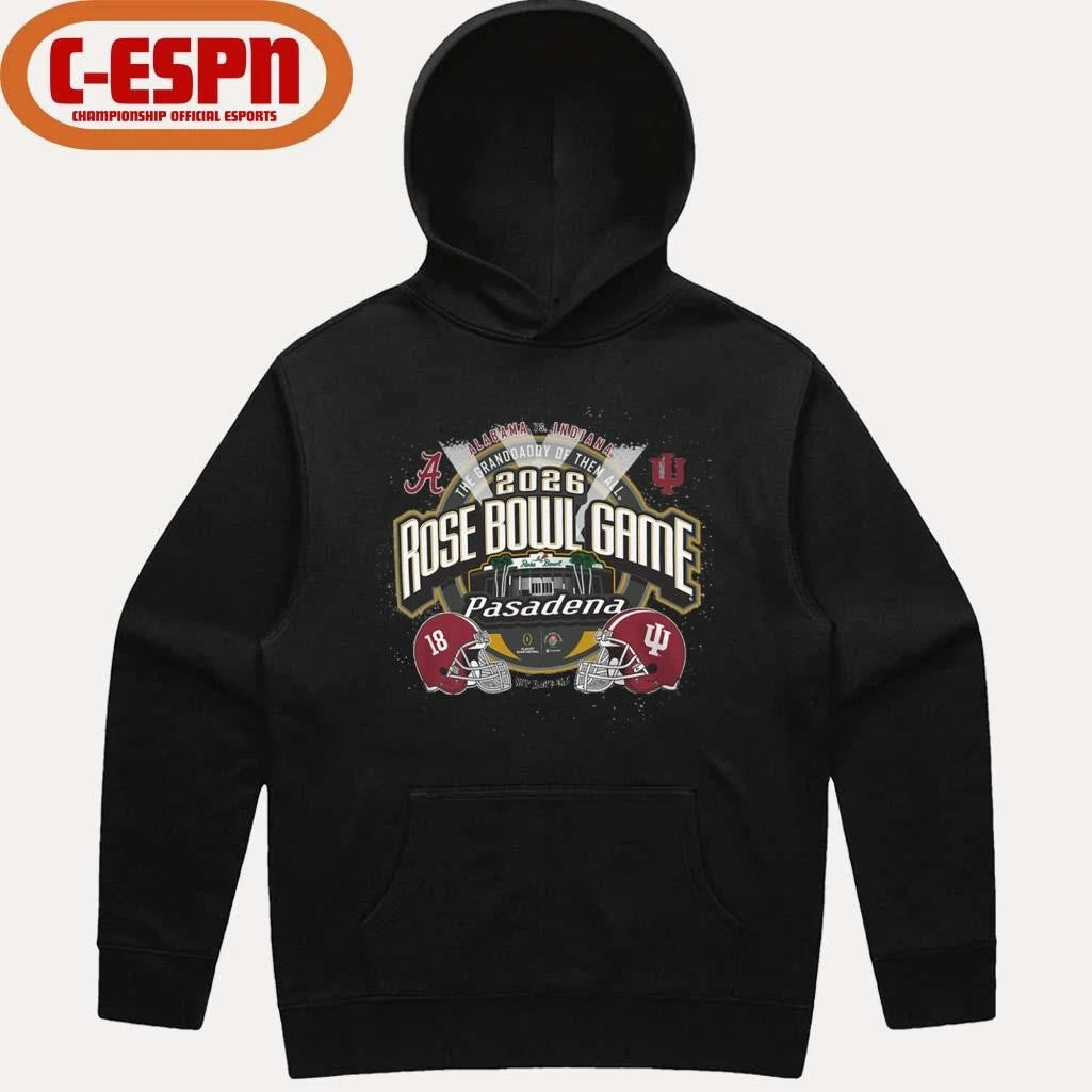 Official Indiana vs Alabama Football 2026 Rose Bowl Head to Head stadium shirt